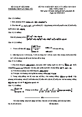 Đề thi khảo sát học kỳ 2 năm 2014-2015 môn Toán, khối 11